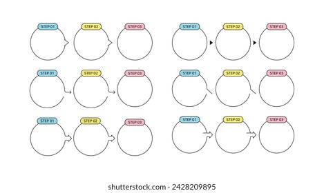 Gráficos escalonados, diagramas e infografías en un estilo simple, moderno y mínimo. Conjunto de fuentes gráficas de diseño para informes, folletos, volantes, folletos, etc. Conjunto de ilustraciones de información de paso.