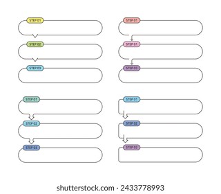 Gráficos escalonados, diagramas e infografías en un estilo simple, moderno y mínimo. Conjunto de fuentes gráficas de diseño para informes, folletos, volantes, folletos, etc. Conjunto de ilustraciones de información de paso.