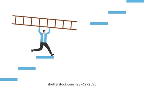 Step to grow business, ladder of success, progress, improvement or development to achieve goal, growth journey, career path concept

