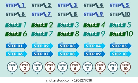 Step Heading Icon Set . Colorful