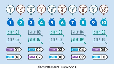 Step Heading Icon Set . Colorful