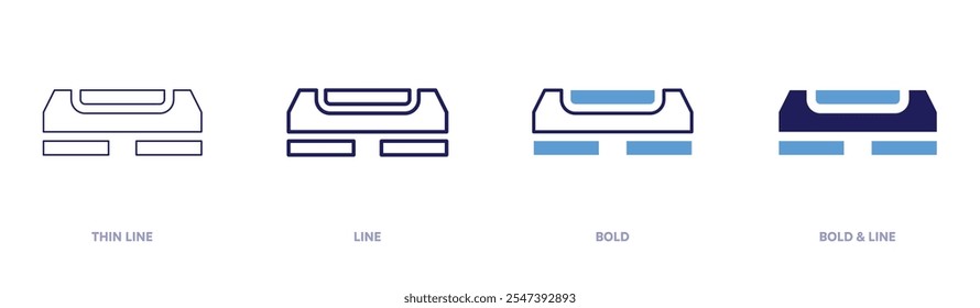 Step icon in 4 different styles. Thin Line, Line, Bold, and Bold Line. Duotone style. Editable stroke.