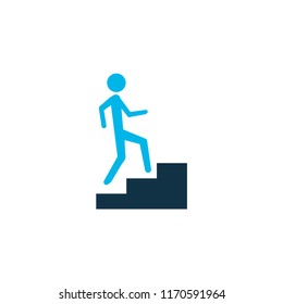 Step up icon colored symbol. Premium quality isolated staircase element in trendy style.