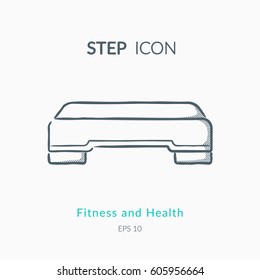 Step icon isolated on white. Sports equipment vector logo. Modern pictogram for web graphics