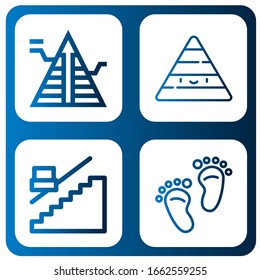 Stufensymbol eingestellt. Kollektion von Pyramid, Treppe, Footprint-Symbolen
