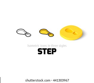 Step icon, vector symbol in flat, outline and isometric style