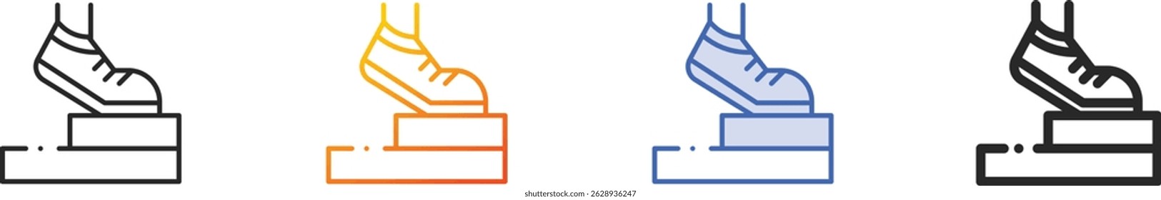 step icon.Thin Linear, Gradient, Blue Stroke and bold Style Design Isolated On White Background
