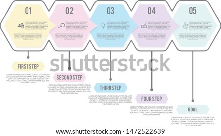 Step infographic with 5 options in flat style. Infographic arrow and steps point illustration. Vector illustration EPS.8 EPS.10