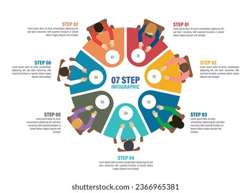 Step-Infografik für Business Management, Strategie oder Personal. EPS10-Vektor. Kann für jedes Projekt verwendet werden. 10-2-Stufen-Kuchendiagramm