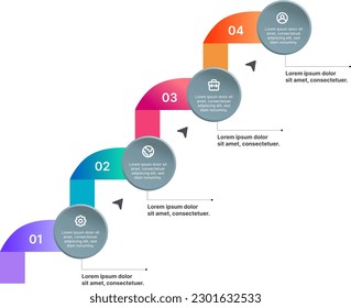 Infografía de pasos de uno a cuatro que muestra el progreso de abajo a arriba