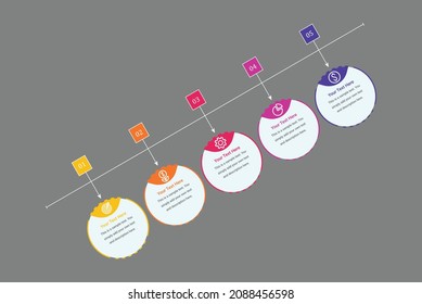 Step infographic. Process business diagram for presentation. Vector timeline with 5 options