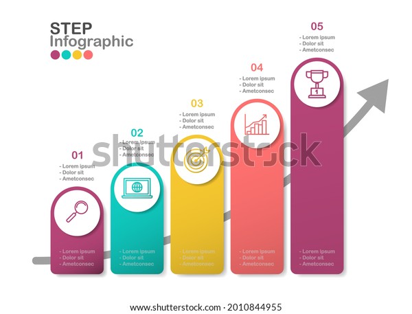 Step infographic vector, Working process diagram\
with line icon in EPS10 vector.5 steps , options infographic\
(divided into layers in\
file)