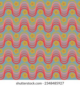 Step into nostalgia with our 70's retro pattern. Playful motifs, floral charm, and wavy lines capture an era. Perfect for kids, women, and chic home vibes