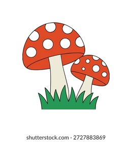 Step into a world of magic with this Two Whimsical Mushrooms Vector. Featuring a charming duo of fairytale-style fungi, this illustration captures the playful essence of an enchanted forest. With their rounded caps and whimsical proportions, these mushrooms are perfect for adding a touch of storybook wonder to your creative projects, especially those following the popular cottagecore or woodland aesthetic.