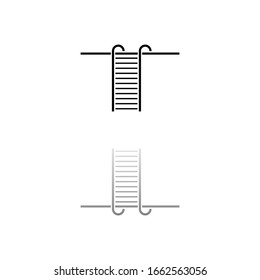 Step ladder. Black symbol on white background. Simple illustration. Flat Vector Icon. Mirror Reflection Shadow. Can be used in logo, web, mobile and UI UX project