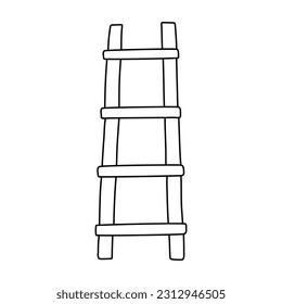 Step ladder doodle icon. Staircase for house repair
