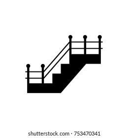 Step ladder with handrails icon vector