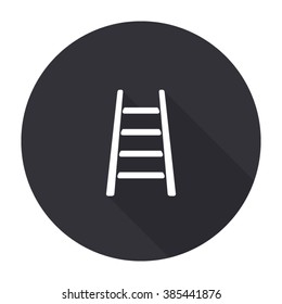 step ladder icon with long shadow - vector round button
