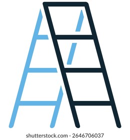 Step ladder icon vector, representing elevation, access, and home improvement. Perfect for DIY projects, maintenance, painting, and reaching high places.