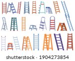 Step ladder icons set. Cartoon set of step ladder vector icons for web design