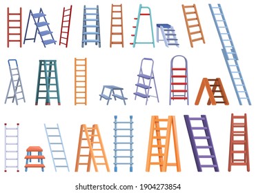 Step ladder icons set  Cartoon set step ladder vector icons for web design