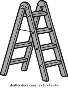 Schritt Leiter Illustration - Grau Falten Stepladder Symbol für Bau und Reparatur zu Hause