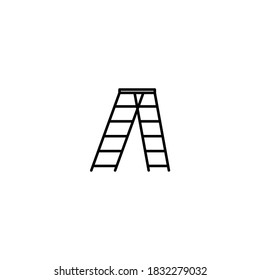 Icono de signo de escalera de paso. Icono de construcción. Sencillo, plano, negro, contorno.