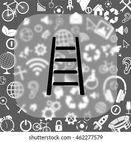 Step ladder vector icon - matte glass button on background consisting of  different icons
