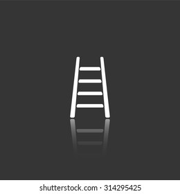 step ladder vector icon with mirror reflection