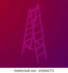 Step ladder. Wireframe low poly mesh vector illustration