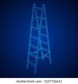 Step ladder. Wireframe low poly mesh vector illustration