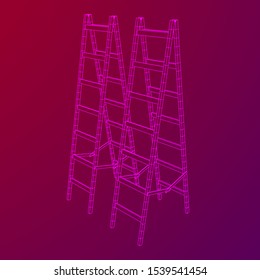 Step ladder. Wireframe low poly mesh vector illustration