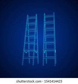 Step ladder. Wireframe low poly mesh vector illustration