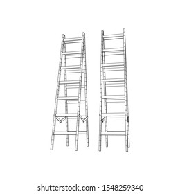 Step ladder. Wireframe low poly mesh vector illustration
