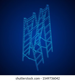 Step ladder. Wireframe low poly mesh vector illustration