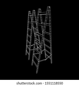 Step ladder. Wireframe low poly mesh vector illustration