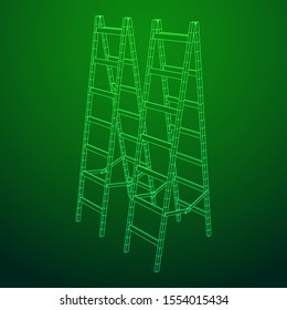 Step ladder. Wireframe low poly mesh vector illustration