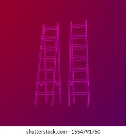 Step ladder. Wireframe low poly mesh vector illustration