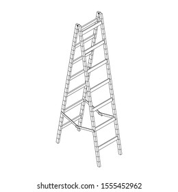 Step ladder. Wireframe low poly mesh vector illustration