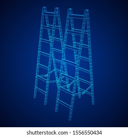 Step ladder. Wireframe low poly mesh vector illustration