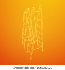 Step ladder. Wireframe low poly mesh vector illustration