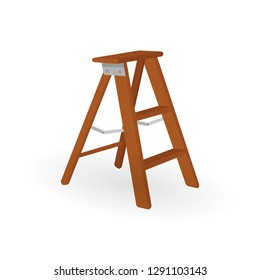 Step Ladder. Wood step ladder vector illustration.
Wooden ladder icon.