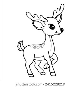 Step up a little deer for coloring book vector design 