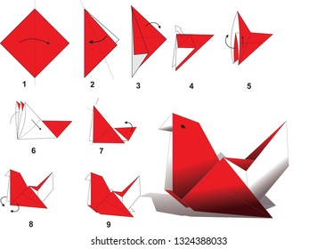 STEP TO MAKE THE BIRD ORIGAMI