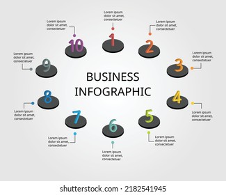 plantilla de gráfico de número de paso para infografía para presentación de 10 elementos