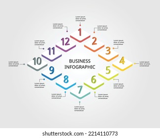 step number chart template for infographic for presentation for 12 element
