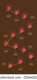 step number chart template for infographic for presentation for 12 element with red light