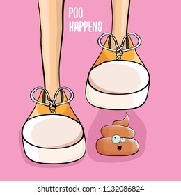 step on poo cartoon comic situation. Business mistakes concept illustration.

