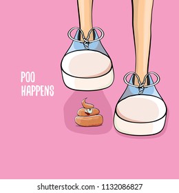 step on poo cartoon comic situation. Business mistakes concept illustration.
