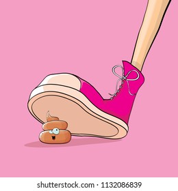 step on poo cartoon comic situation. Business mistakes concept illustration.
